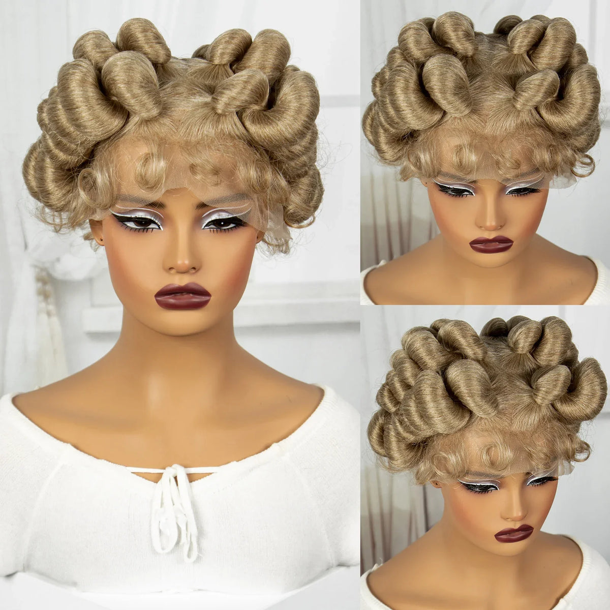 6" Short Cute Handmade Bantu Knotless Braids Wig | Transparent Full Lace