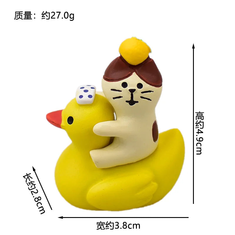 ZAKKA Cute Drinking Cat Figuines Shiba Inu Soak In The Bath Resin Model Pomelo Tree Fairy Garden Home Desktop Decoration gifts