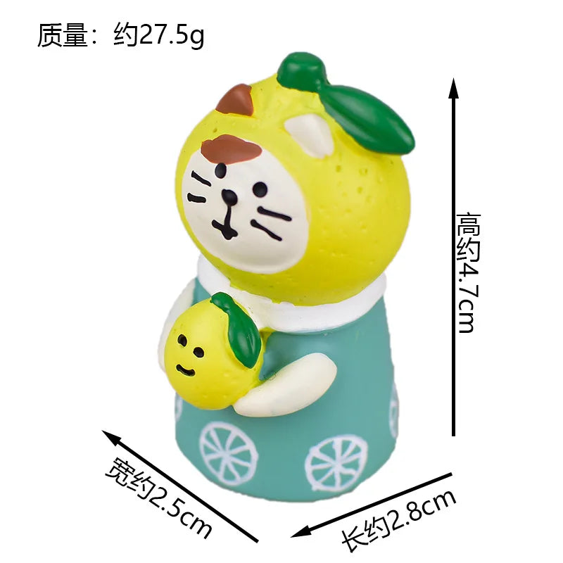 ZAKKA Cute Drinking Cat Figuines Shiba Inu Soak In The Bath Resin Model Pomelo Tree Fairy Garden Home Desktop Decoration gifts