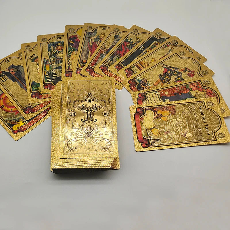 Exquisite Gold Foil Tarot Waterproof Divination Cards Astrological Board Games With Booklet In Ukrainian Language
