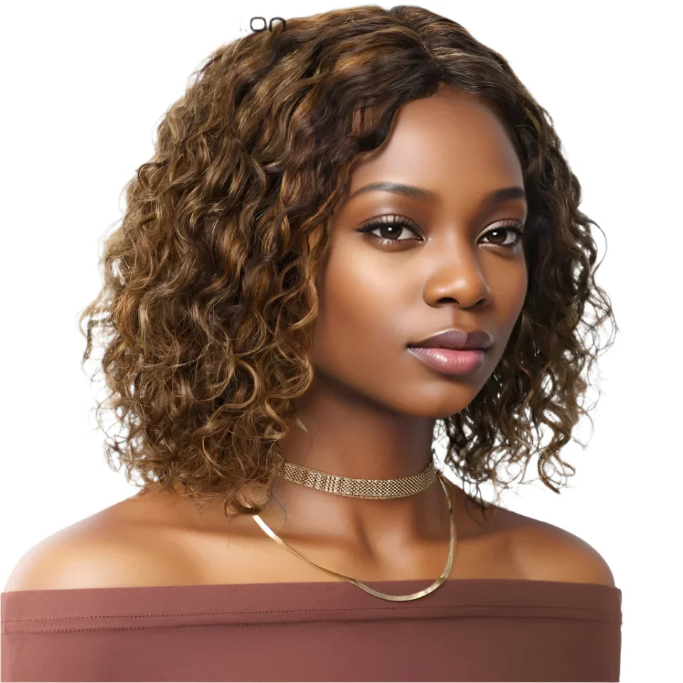 Rebecca Short Curly Bob Wig | Glueless 100% Brazilian Remy Human Hair with Middle Part