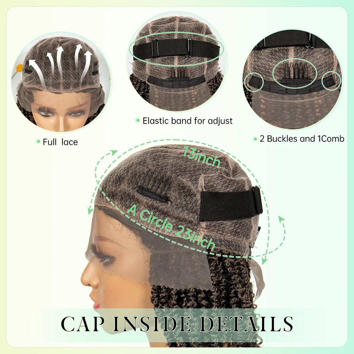 Short Length Box Braided Wig Full Lace Braided Wig Curly Hair With Baby Hair Braiding Wig Twisted Dreadlocks Wig For Women