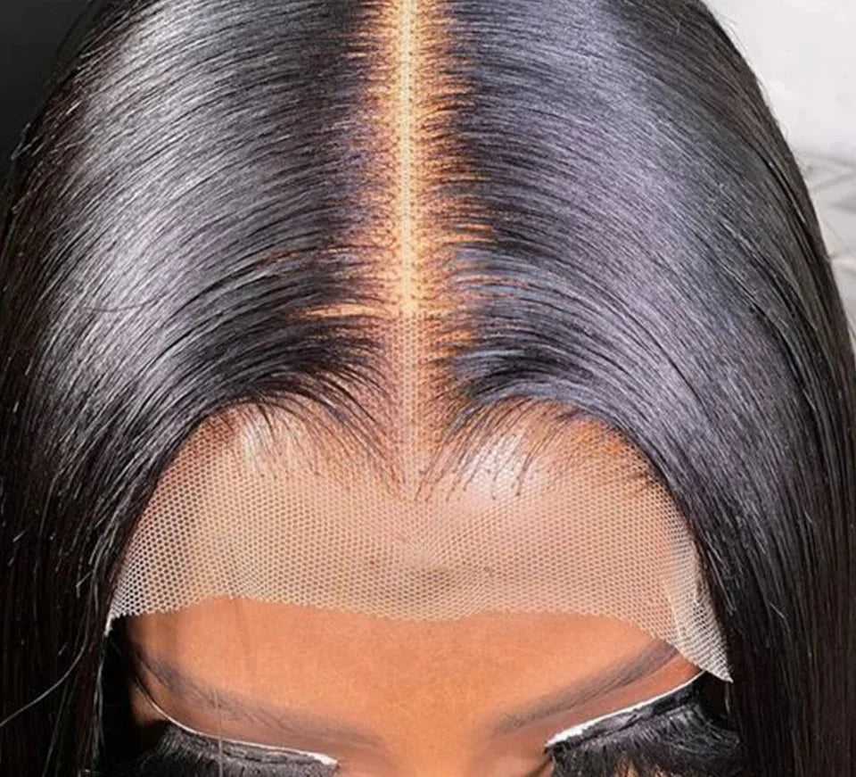 32 Inch Bone Straight T-Part Lace Front Wig | Transparent & Pre-Plucked Brazilian Remy Human Hair