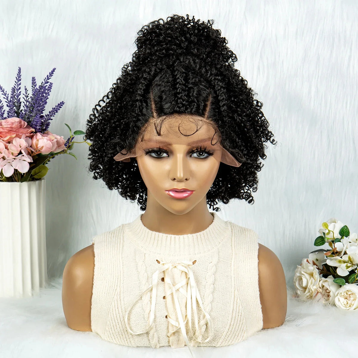 Braided Wigs Synthetic Lace Wig Braided Wigs With Baby Hair For Black Women Wig Jerry Curly Hair Wigs Curly Bob Wig