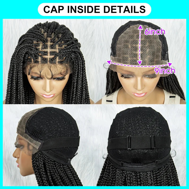 36" Knotless Braids Wig with Curly Ends | Lace Front | Synthetic Hair | Black Women