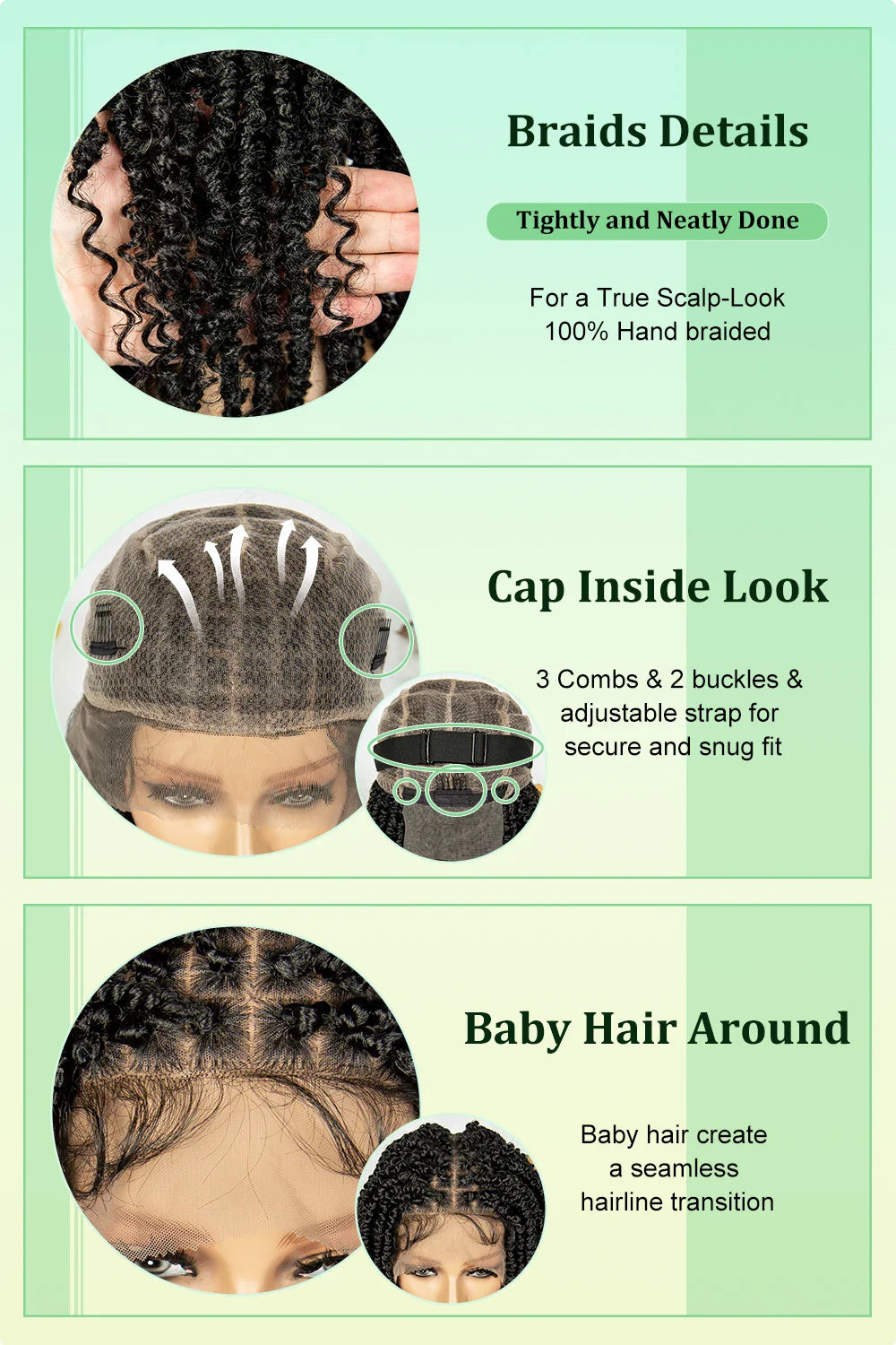 Short Length Box Braided Wig Full Lace Braided Wig Curly Hair With Baby Hair Braiding Wig Twisted Dreadlocks Wig For Women