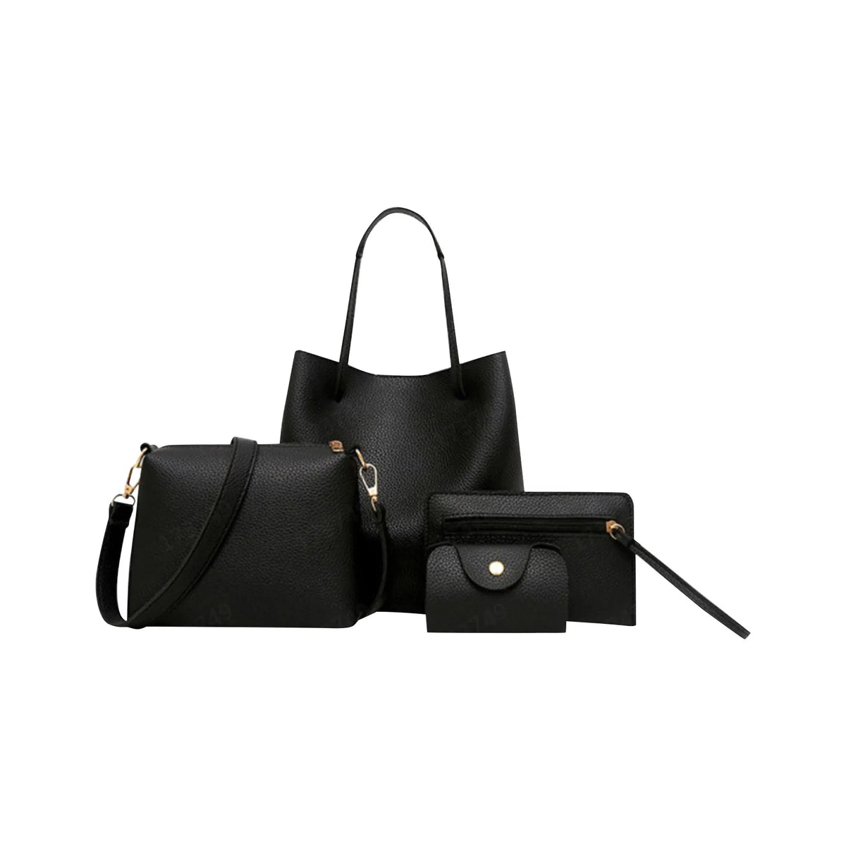 4pcs Women Lady Fashion Handbag Set | Shoulder Bags, Tote, Purse, Messenger Satchel & Crossbody with Card Case Holder Wallet for Girls