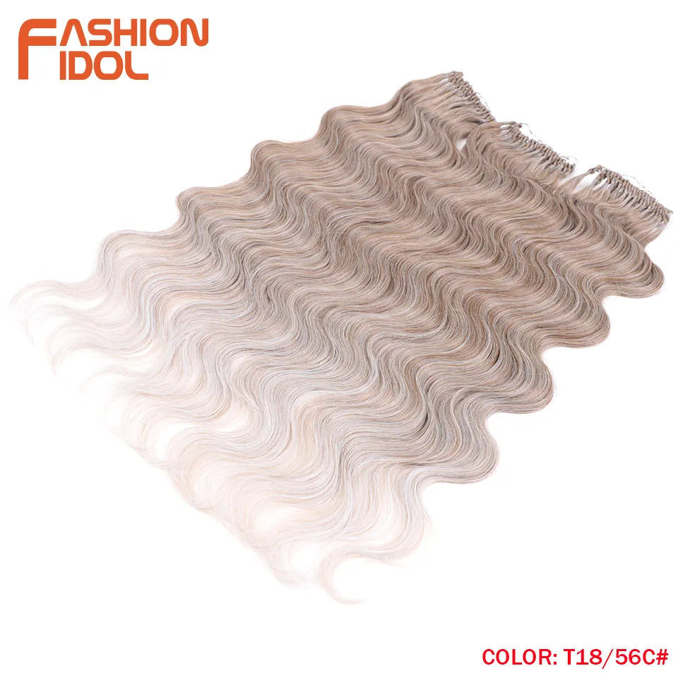 Fashion Idol Body Wave Crochet Hair - 22 Inch Soft Long Synthetic Goddess Braids - Natural Wavy Ombre 613 Blonde Hair Extensions