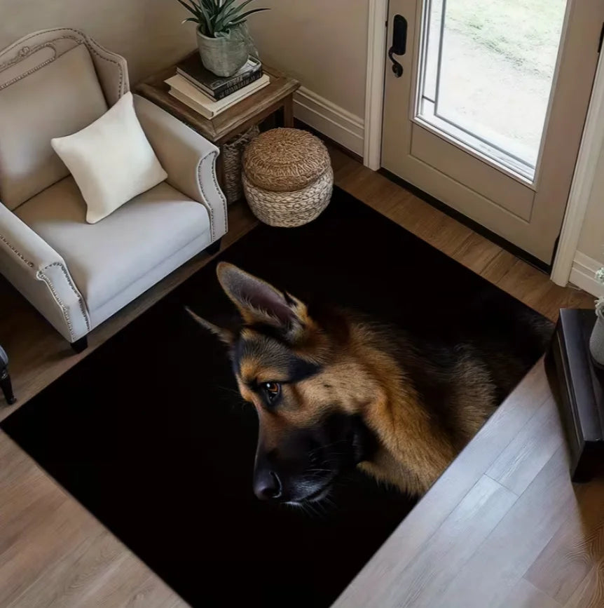 Living Room Rug German Shepherd Dog Cute Healing Theme Carpet Non-Slip Soft Easy To Clean  Pet Lover Personalized Home Decor Mat