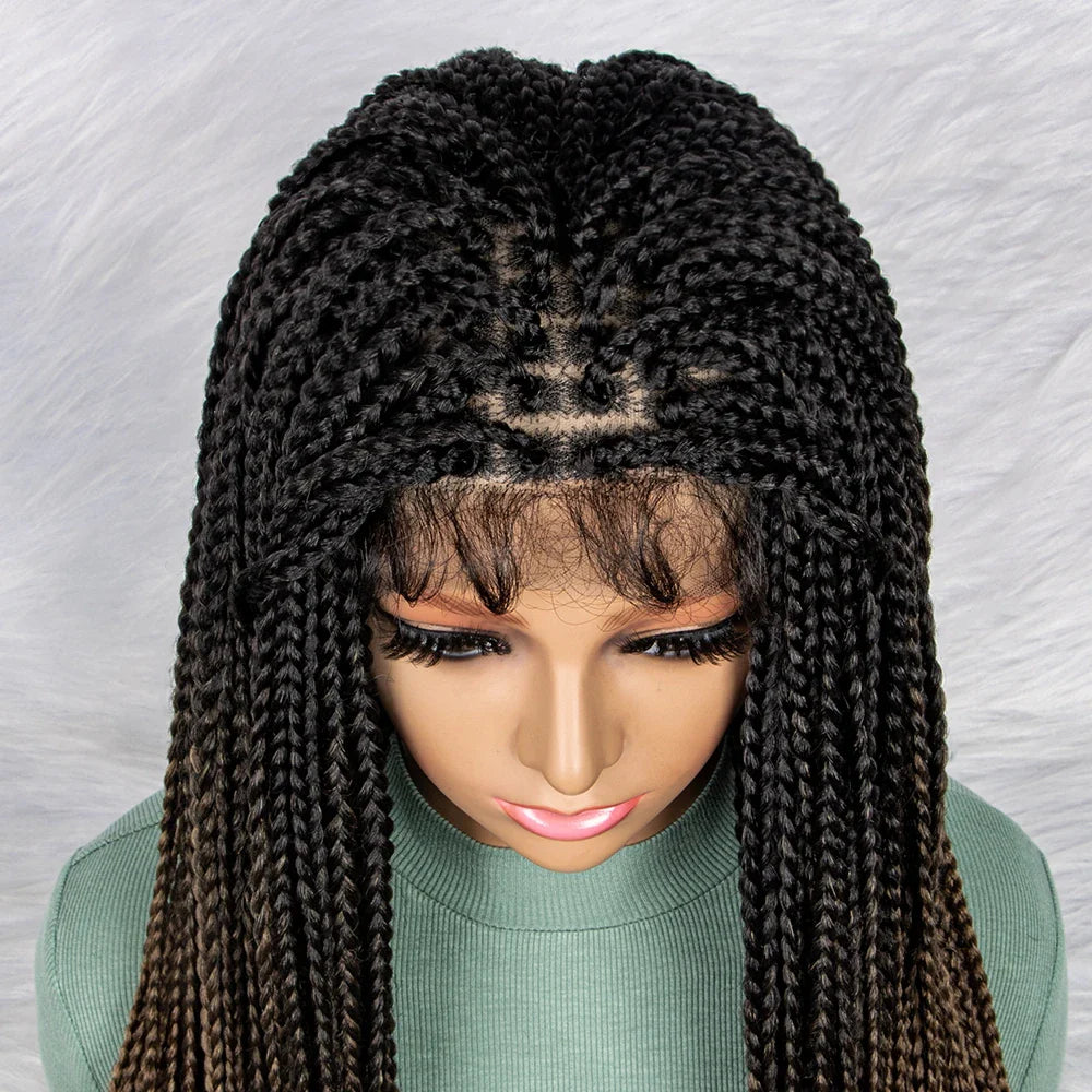 Gradient Water Wave Knotless Box Braids Wig | 9x6 Lace Front | Baby Hair