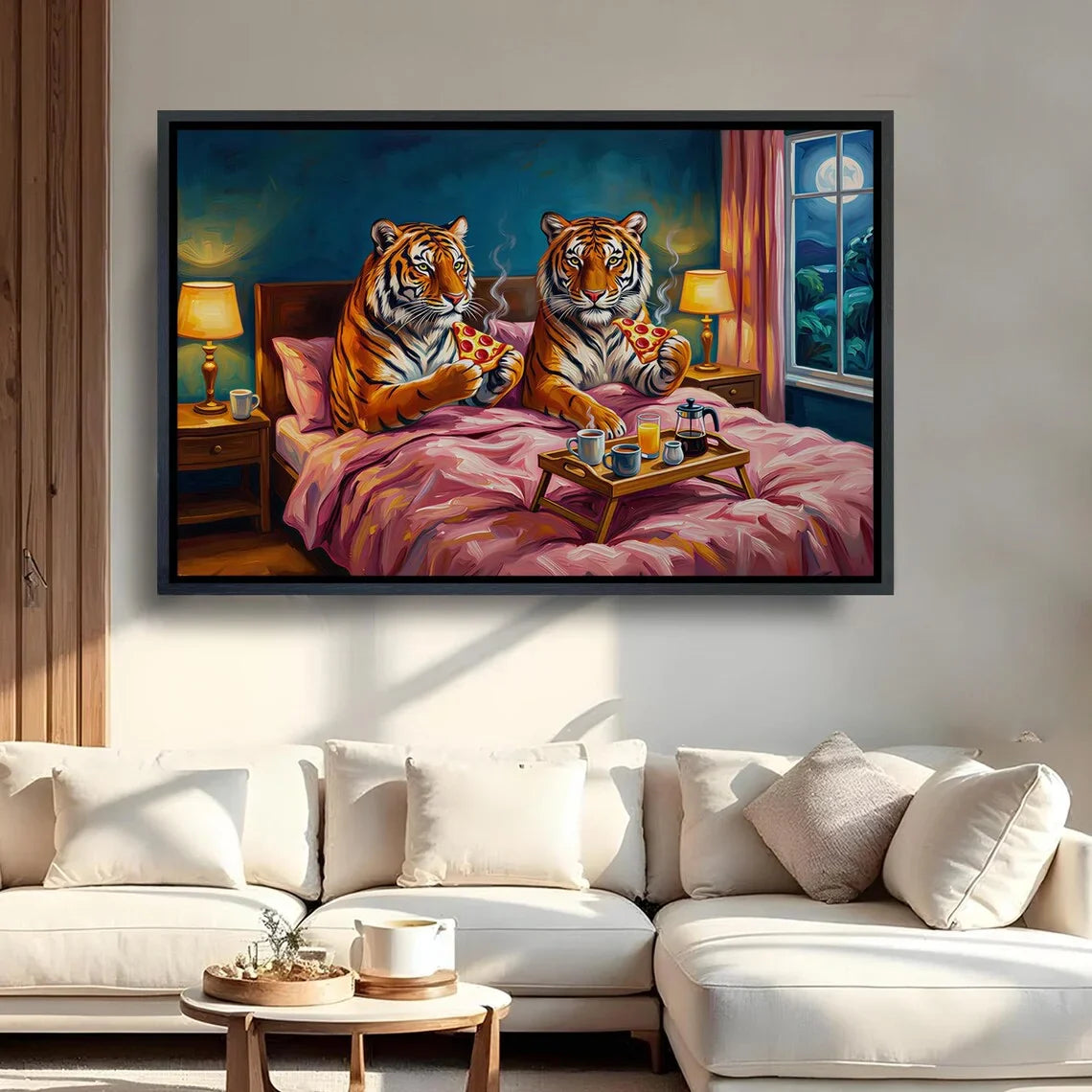 Wall Art Tiger Pizza wall art Print: Dopamine Decor Retro Wall Art Creativity Print, Large Printable Art  Print for Home room