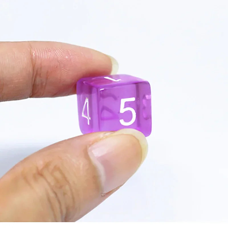 7 PCS/Lot Square Corner Dice Colorful Transparent Acrylic 6 Sided Dice  Club/Party/Family Games