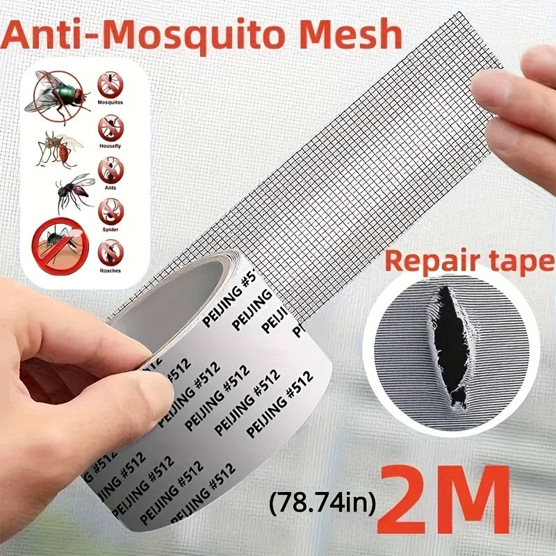 Anti-Mosquito Net Repair Tape, Waterproof Adhesive Film, 2M Roll for Window & Door Screen Fix
