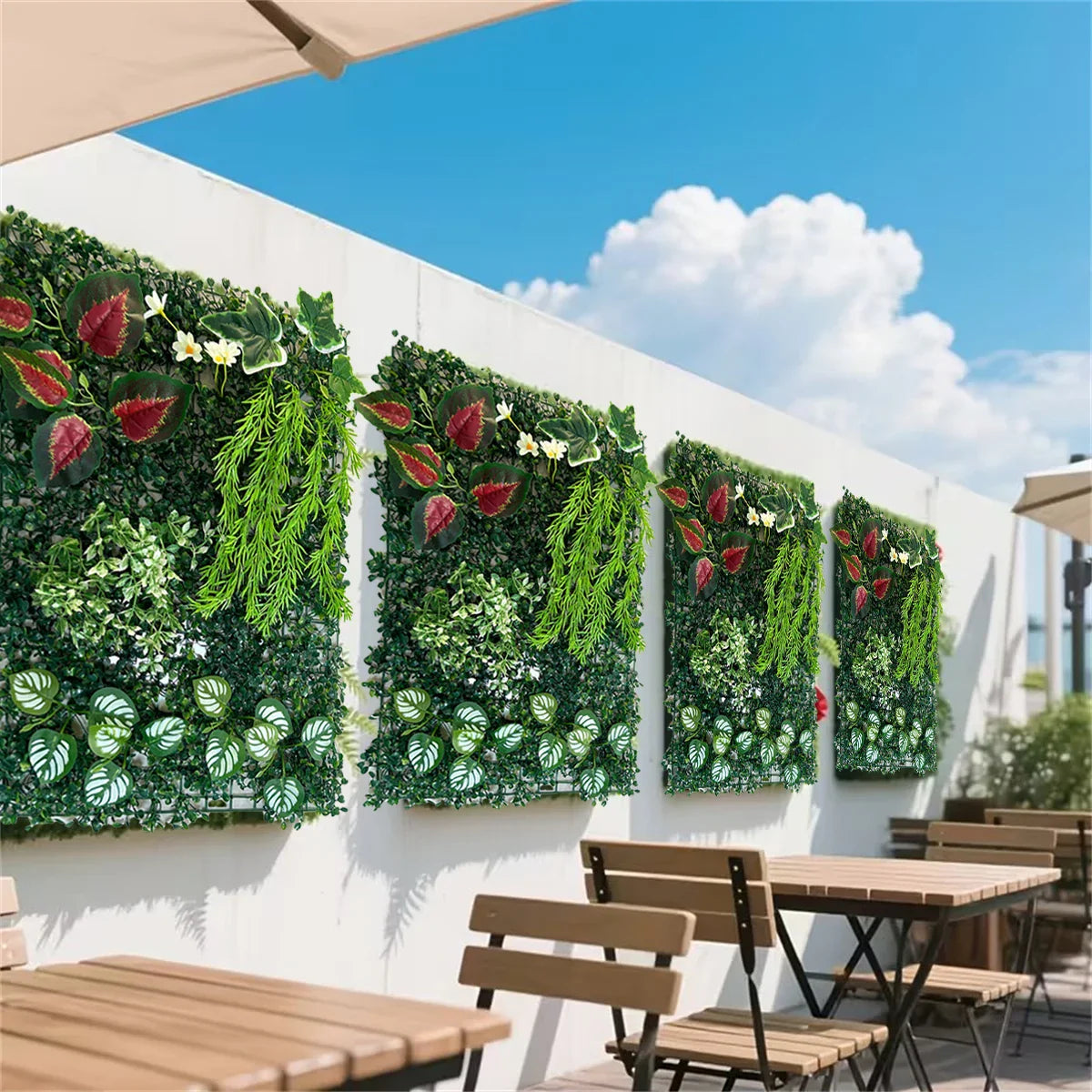 Artificial Ivy & Fern Leaf Wall Panel Plastic Greenery Backdrop for Weddings Parties Events Outdoor/Indoor Decor Party Backdrop