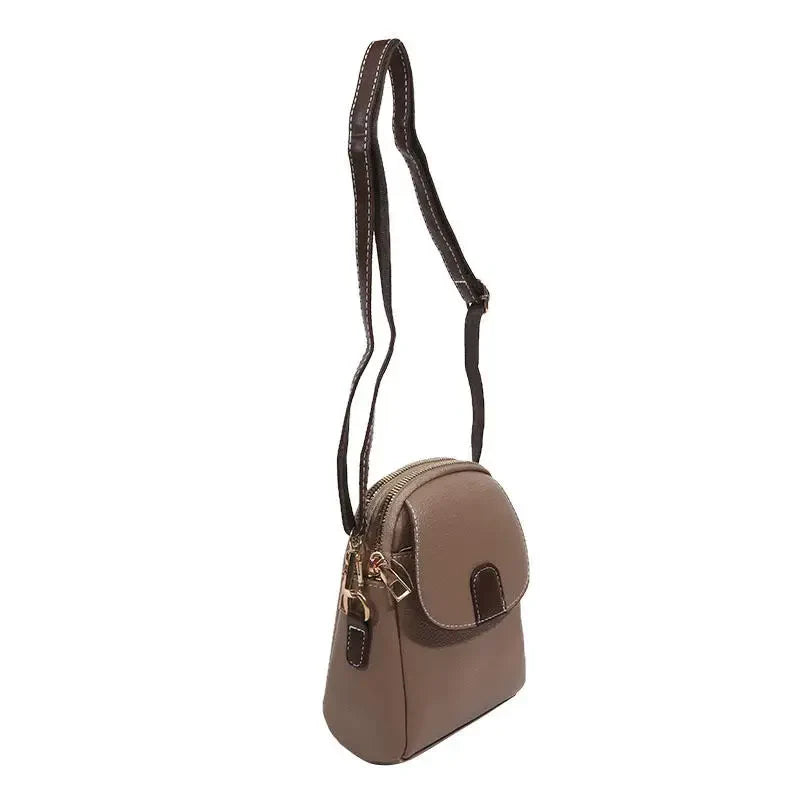 Fashion Leather Crossbody Bag for Women | Mini Shoulder Bag & Flip Zipper Messenger Bag (Students' Small Handbag)