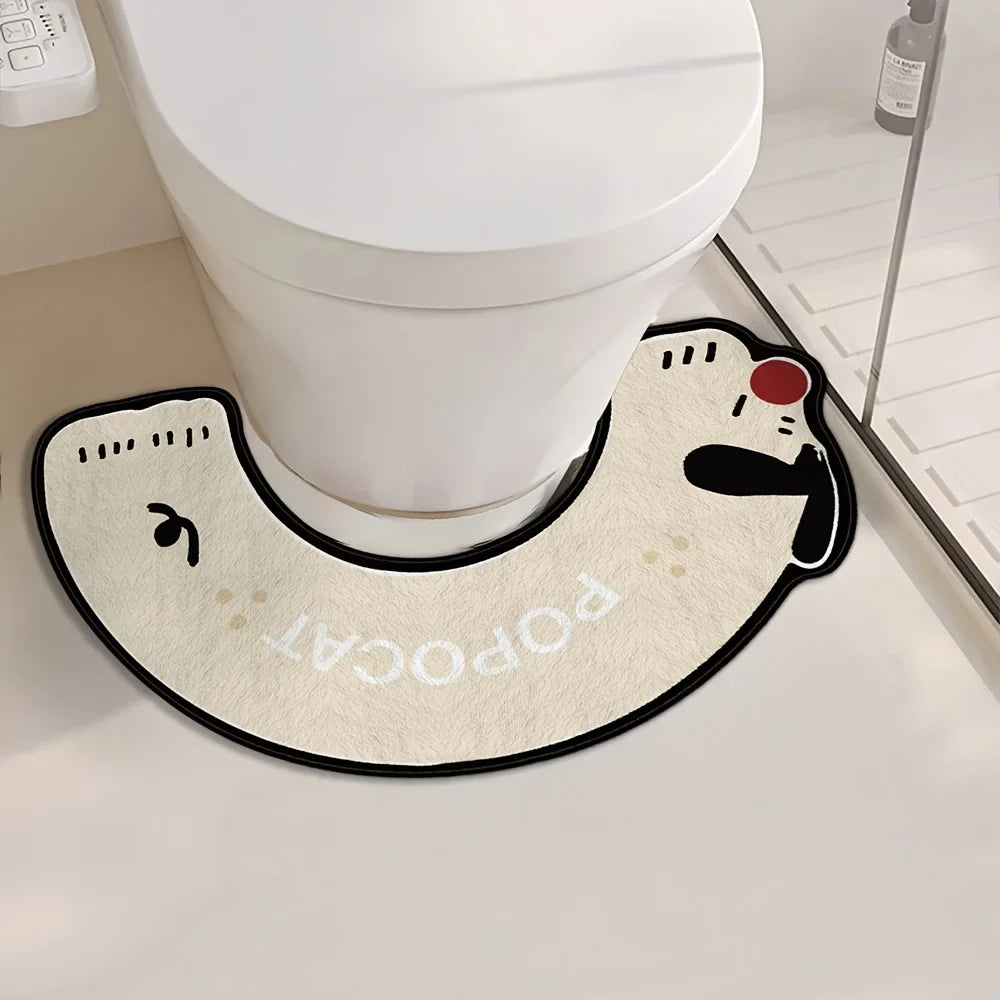 VIKAMA Diatomaceous Earth Bathroom Floor Mat Surround Shape Toilet Floor Rug Absorbent Non-Slip Mat Anti-Fouling Bathroom Decora