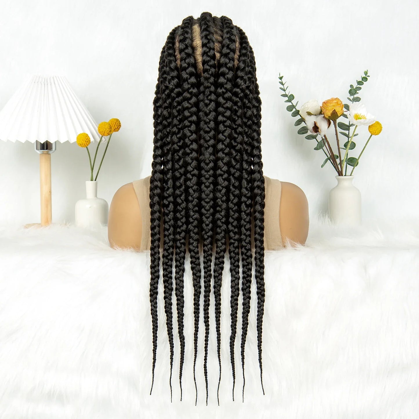 Knotless Cornrow Box Braided Full Lace Wig | Twisted Accents | Natural Hair Texture | Black Women