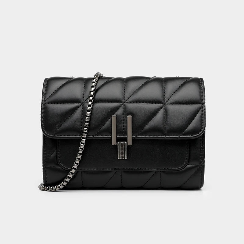 Lingge Chain Bag for Women | Single Shoulder & Crossbody Bag (Geometric Square, Casual Style, Soft PU Leather)