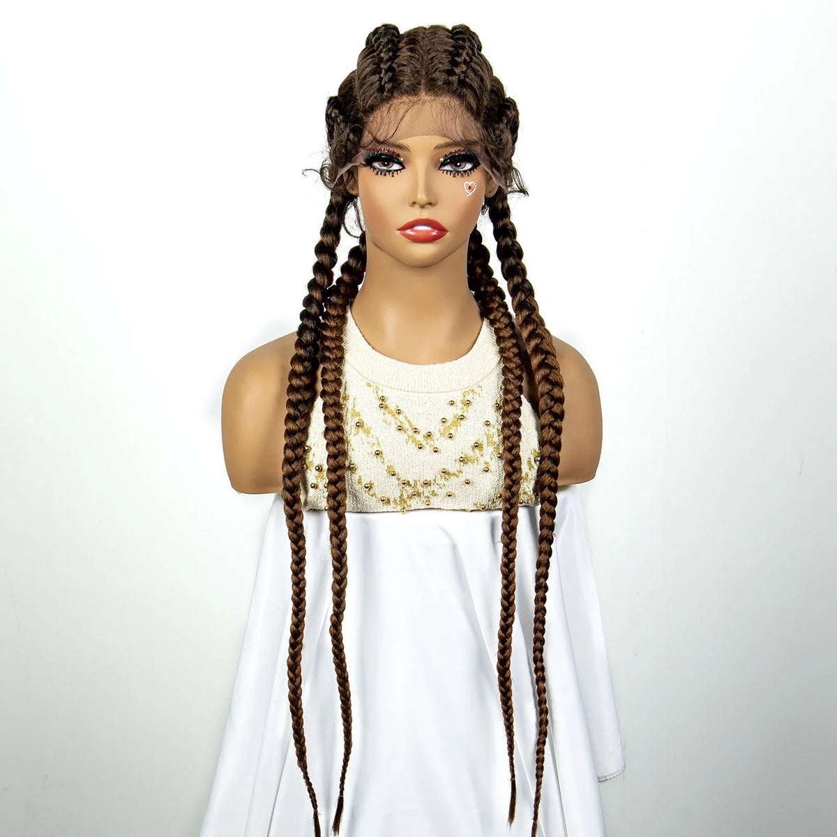 36" 27/613 Blonde Cornrow Braided Wig | Lace Frontal Box Braids | Synthetic Wig with Baby Hair for Black Women