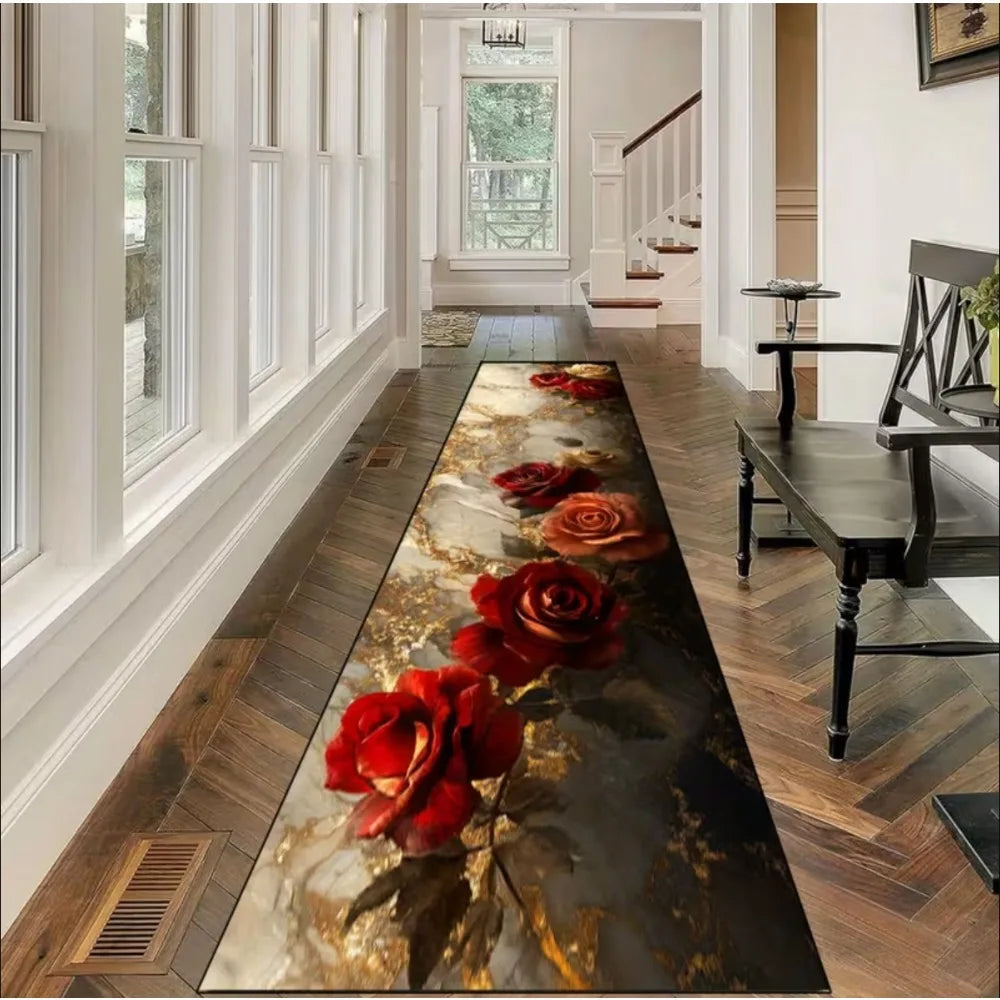 Classical Luxury Gold Flower Themed Carpet Fabric Is Comfortable Non Slip Easy Clean Perfect for Home Place or Vacation Home