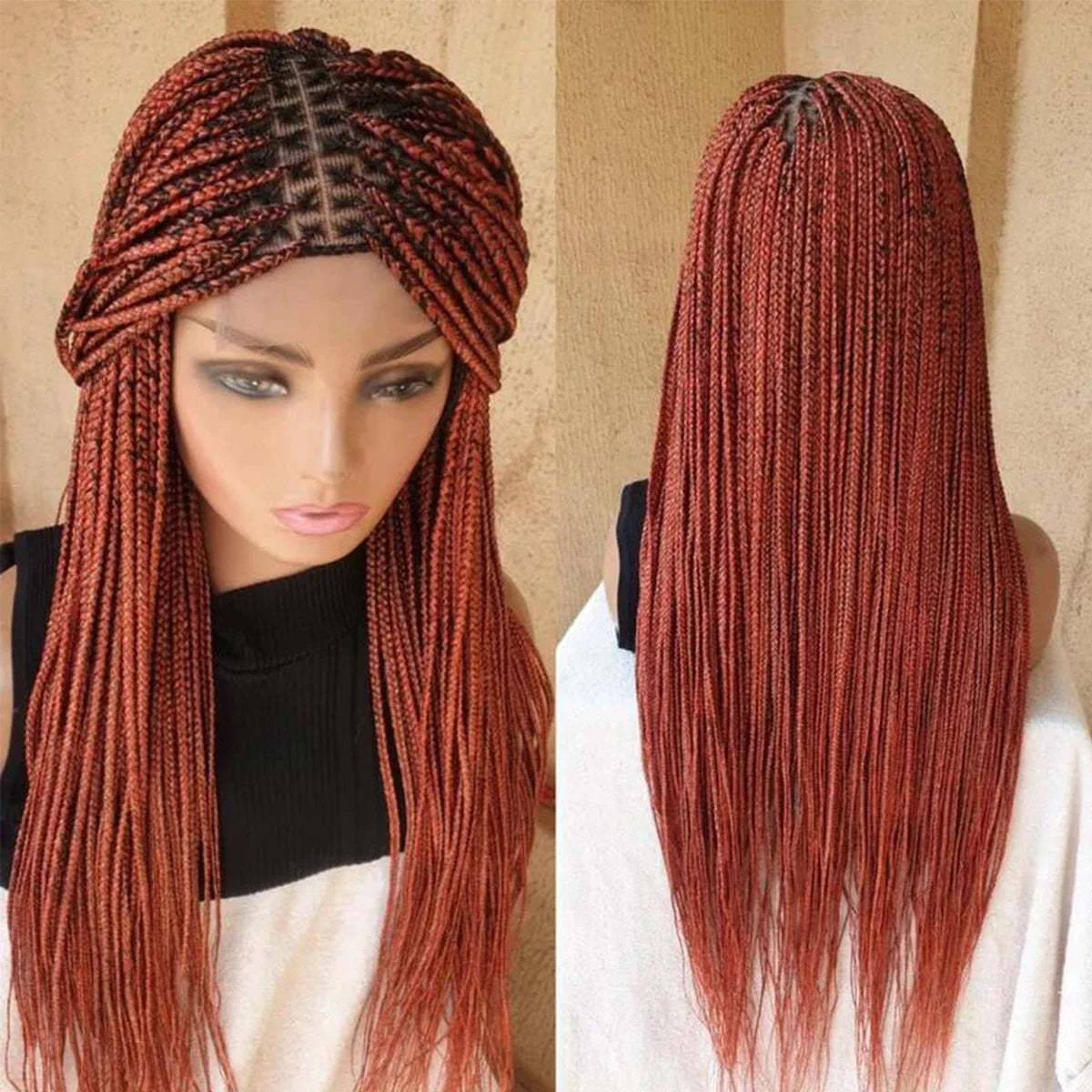 Ginger Orange Full Lace Knotless Braided Wig - Hand Braided Wig for Black Women