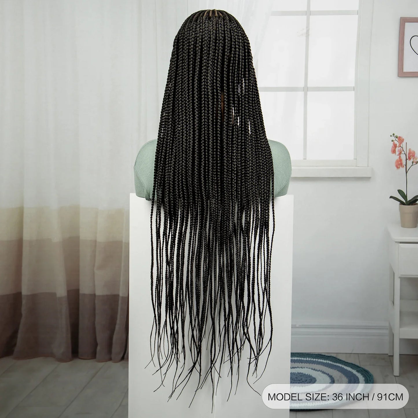 36" Straight Cornrow Knotless Braids Wig | Full Lace | Baby Hair
