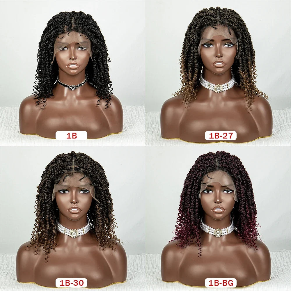 Short Curly Crochet Braided Wig with Baby Hair | Knotless Lace Front Wig for Black Women | Synthetic Braids