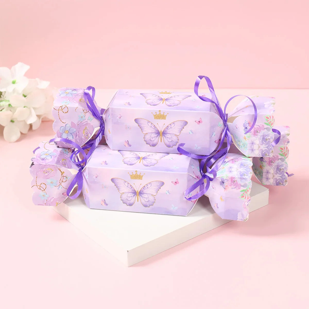 6pcs Butterfly Candy Box with Ribbon Gift Packing Box Butterfly Birthday Party Decoration Kid Baby Shower Wedding Party Supplies