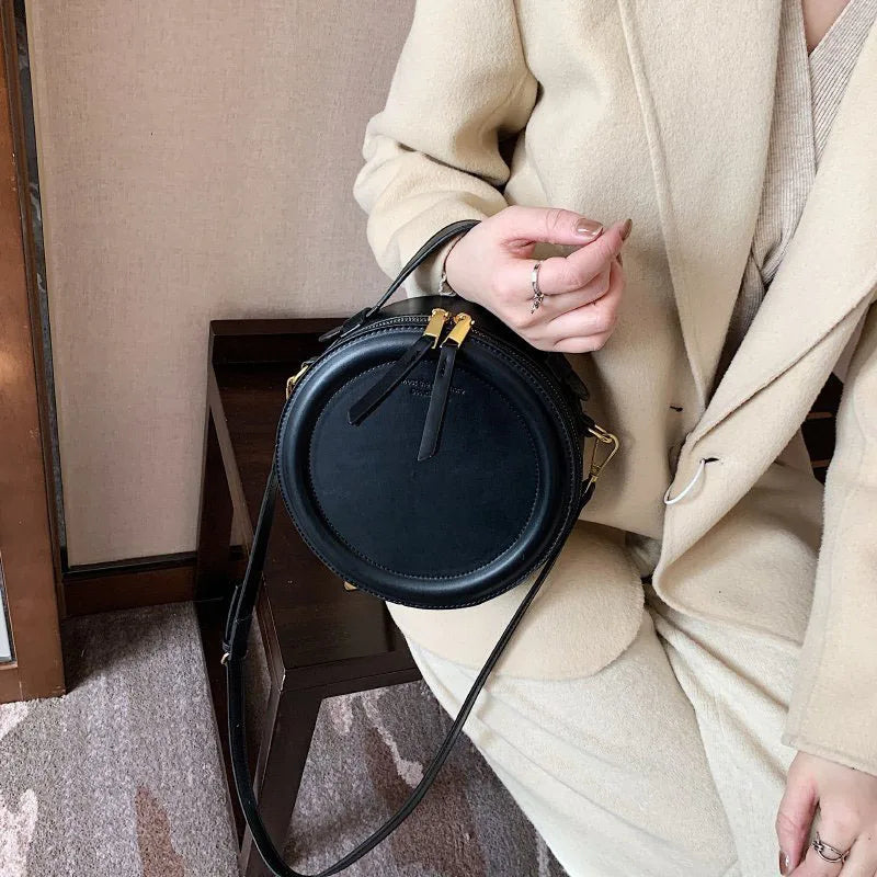 Round Crossbody Bags for Women | High Quality PU Leather Designer Shoulder Bag & Female Clutch Purse (Solid, Soft)
