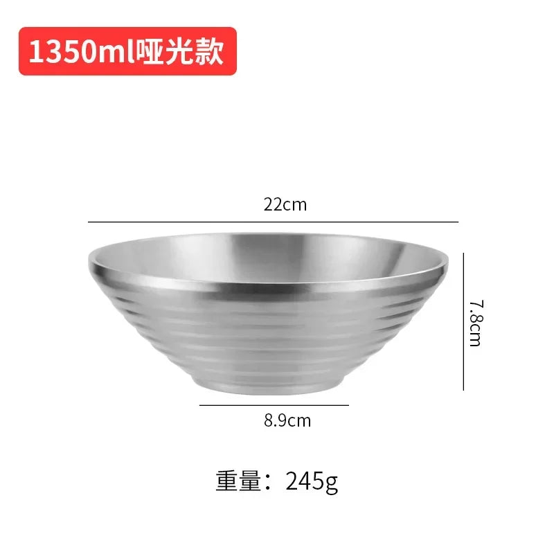 Gold Mixed Noodles, Instant Noodles, 304 Stainless Steel Bowls, Heat Insulation, Japanese Lamian Noodles Bowls.