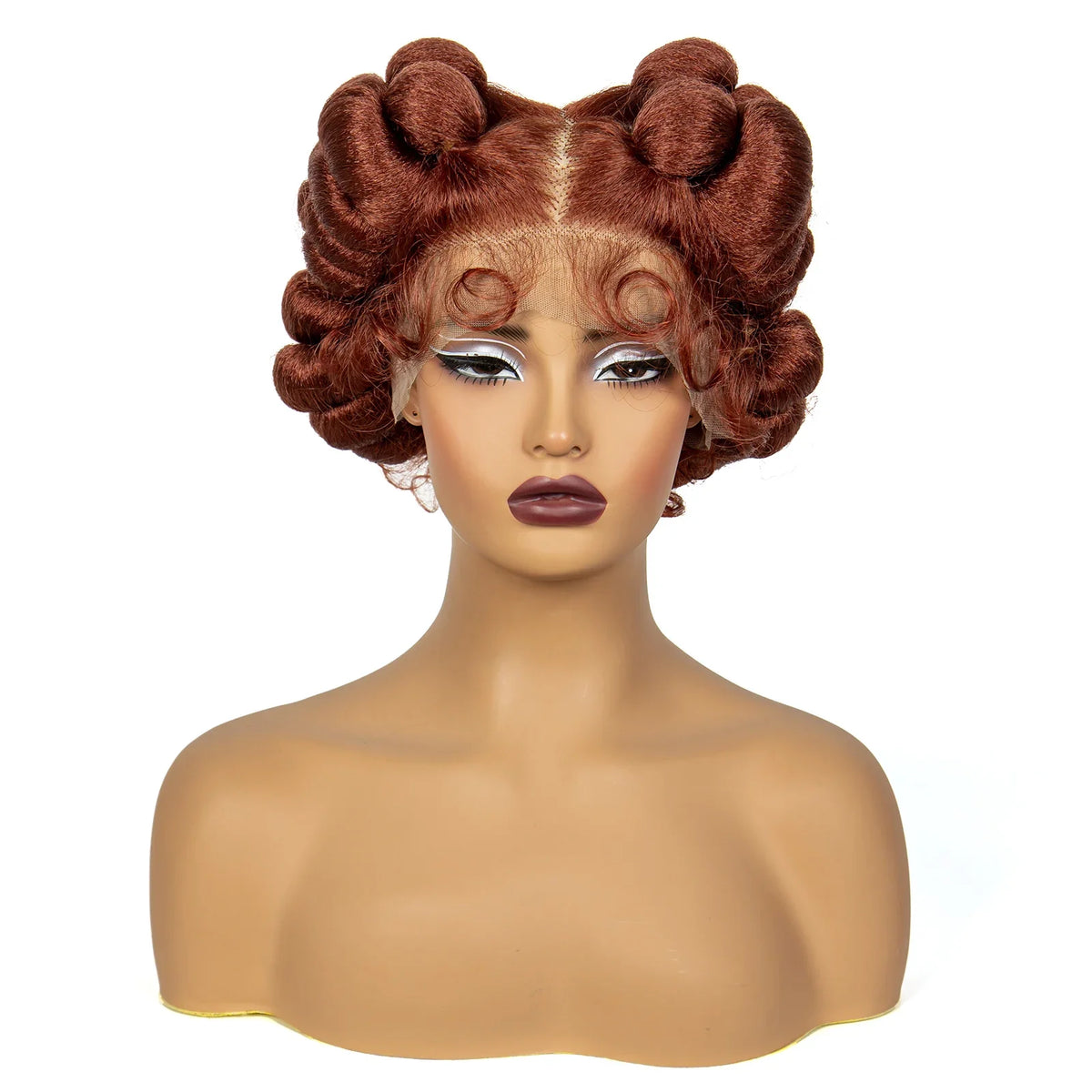 1B/30 Ombre Full Lace Handmade Bantu Braided Wig | Short Synthetic Knotless Braids with Transparent Lace