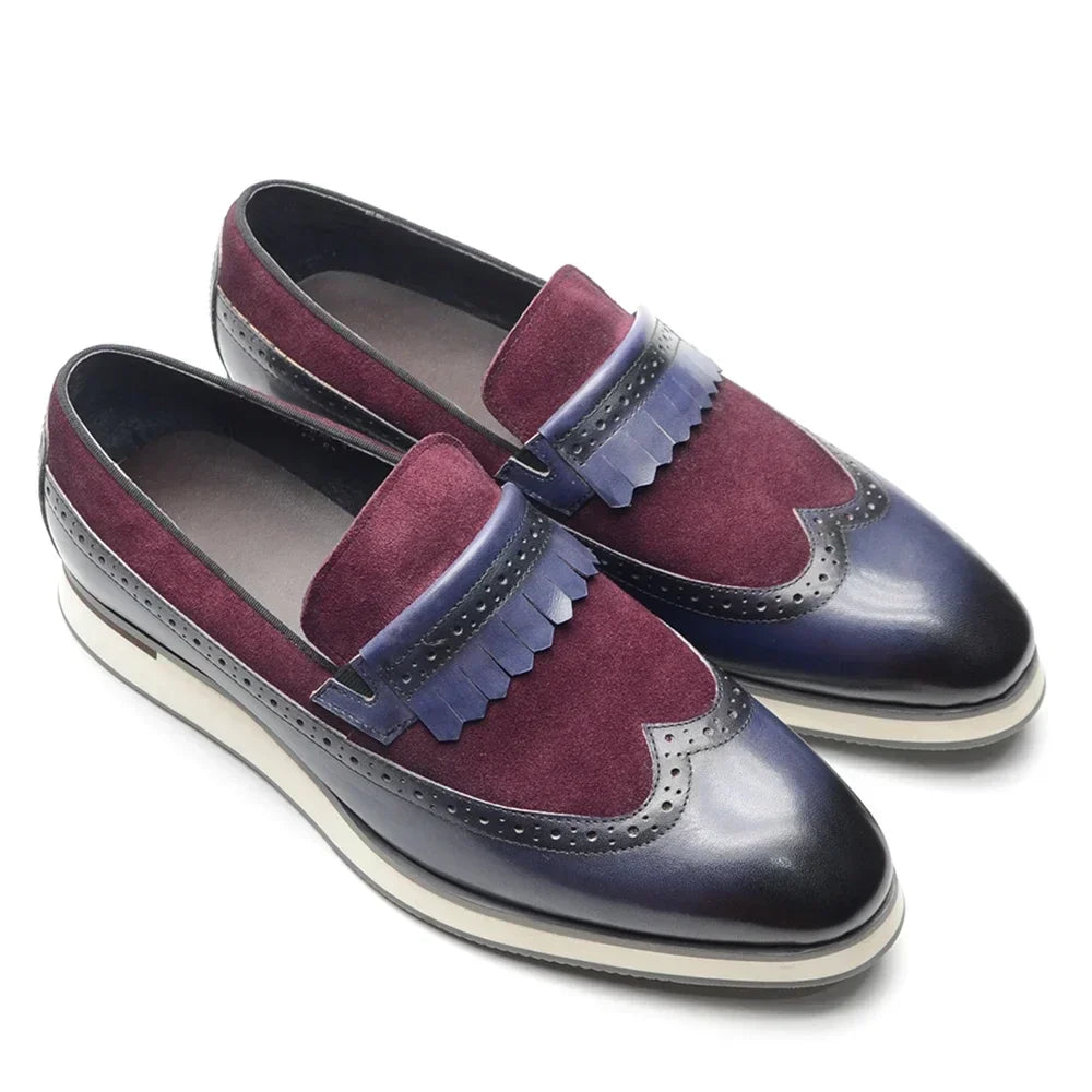 Many Colors Classy Men's Genuine Leather Tassel Loafers | Cow Suede Wingtip Brogue Casual Business Flats