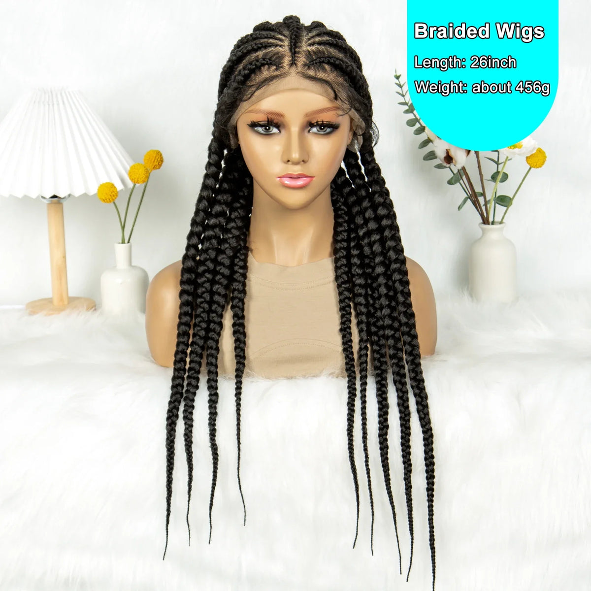 Knotless Cornrow Box Braided Full Lace Wig | Twisted Accents | Natural Hair Texture | Black Women