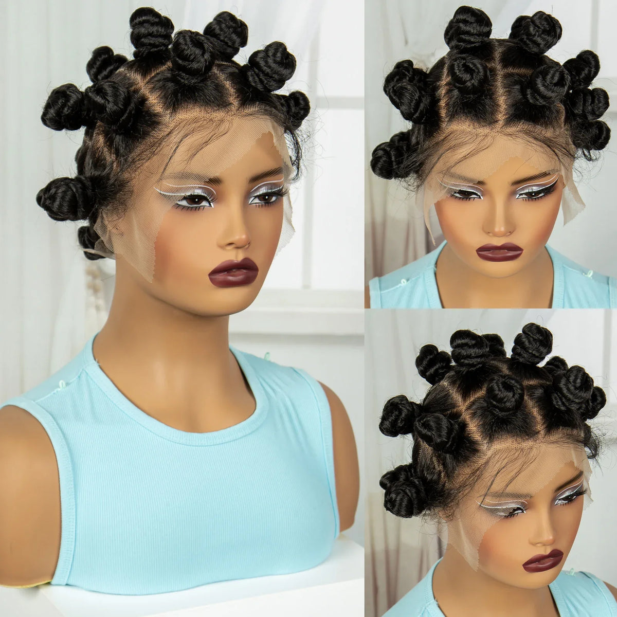 3-in-1 Handmade Bantu Braids Wig | Faux Locs Option | Full Lace | Baby Hair