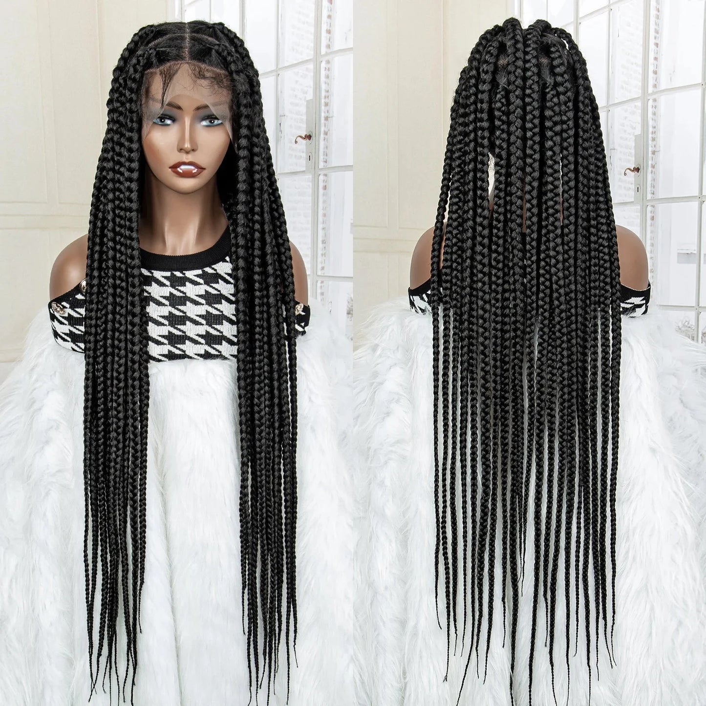 Jumbo Cornrow & Knotless Box Braids Wig | Full Lace | Baby Hair | Black Women