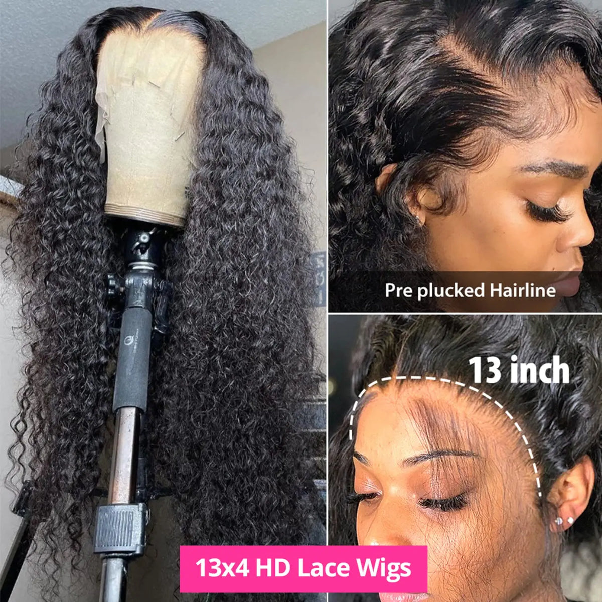 Deep Wave 13x6 HD Transparent Lace Front Human Hair Wig | Brazilian Water Wave 13x4 Lace Frontal & 4x4 Lace Wigs for Women