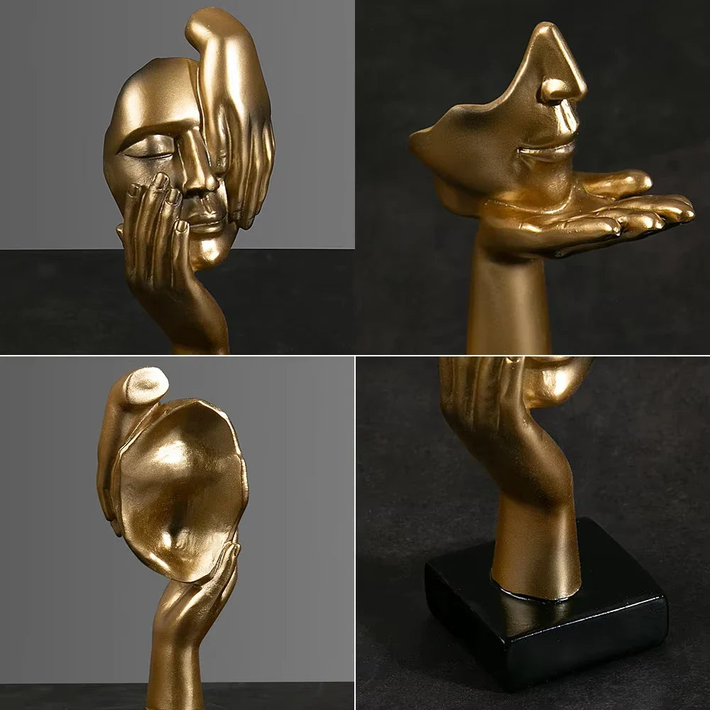 27cm bstract Face Sculpture Resin Thinker Figurines for Desktop Office Desk Living Room Table Collection Figurine Decoration