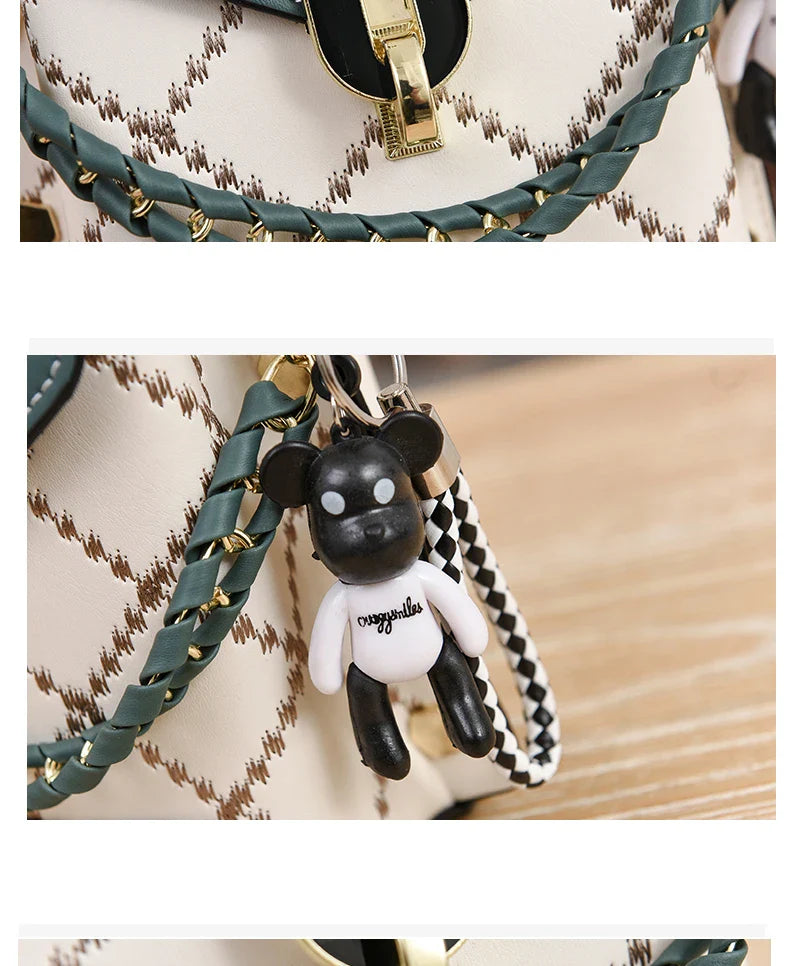 Mini Studded Decor Crossbody Bag | Argyle Embroidery Mobile Phone Purse & Trendy Chain Handbag for Women