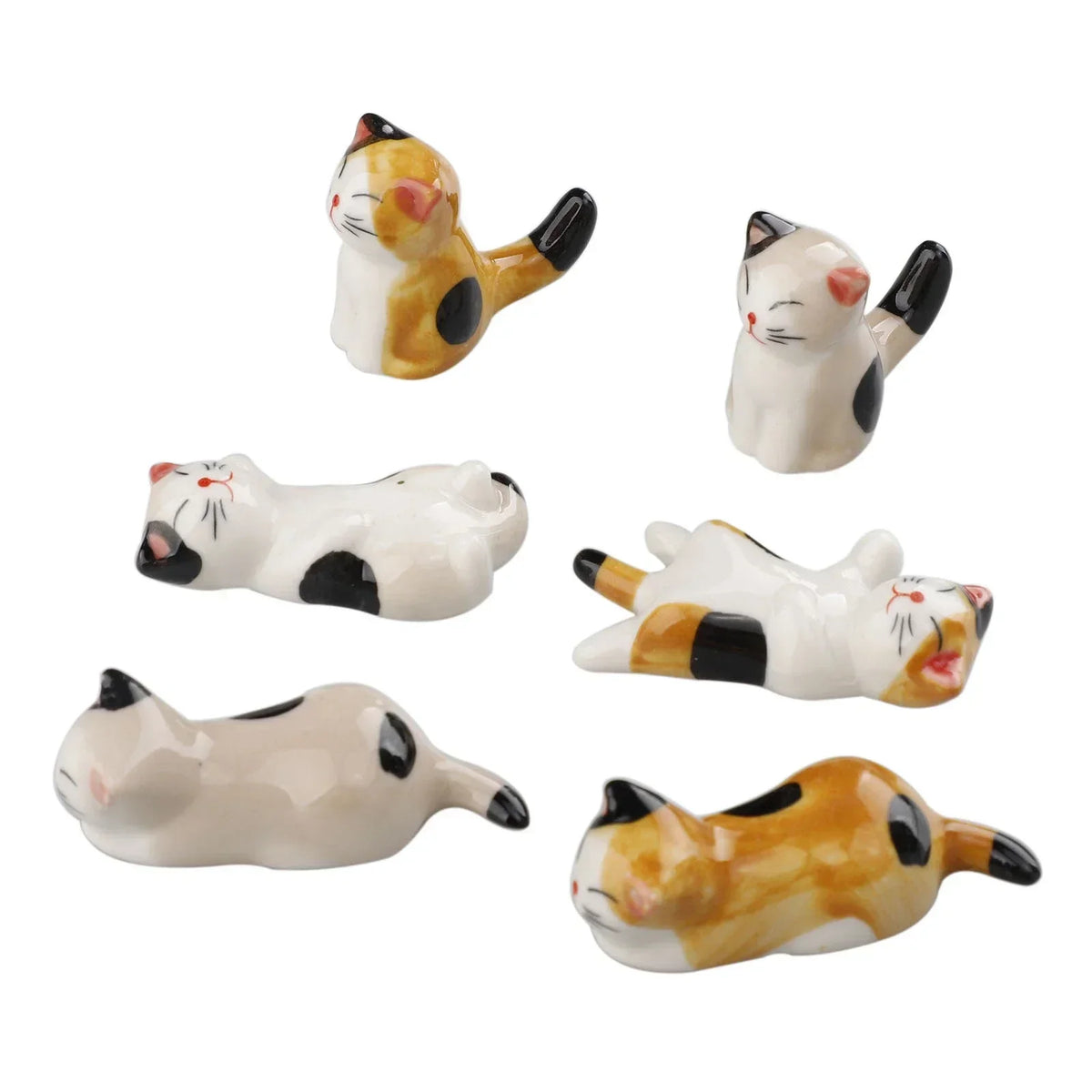 set Chopstick Rest Table Decor Ceramic Frog Chopsticks Spoon Rack Holder Durable Ornaments Set Fork Knife Stand Cat Tableware
