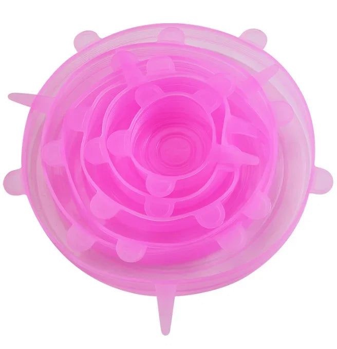 6PCS Food Grade Silicone Bowl Covers – Universal Elastic Round Lids with Airtight Seal – Reusable Kitchen Food Savers