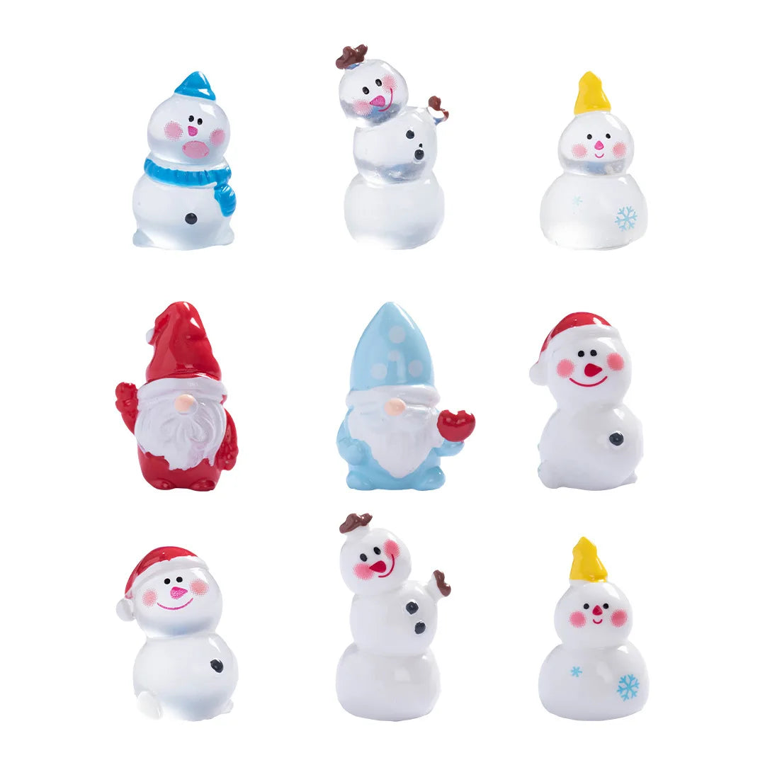 10/50 Luminous Gift Box Snowman Terrarium Dollhouse Fairy Garden Figures Micro Landscape Ornaments Figurines Christmas Miniature