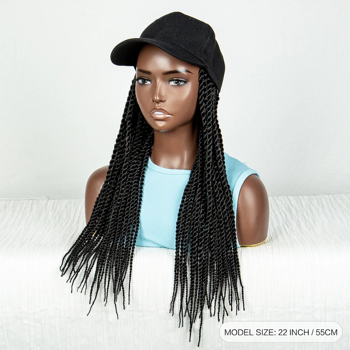 Braided Hat Wig with Twist Crochet Hair | Knotless Box Braids | Baseball Cap