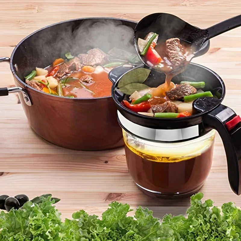 Fat Separator with Bottom Release Fat Separator for Cooking Fat Separator with Oil Strainer Kitchen Grease Separato