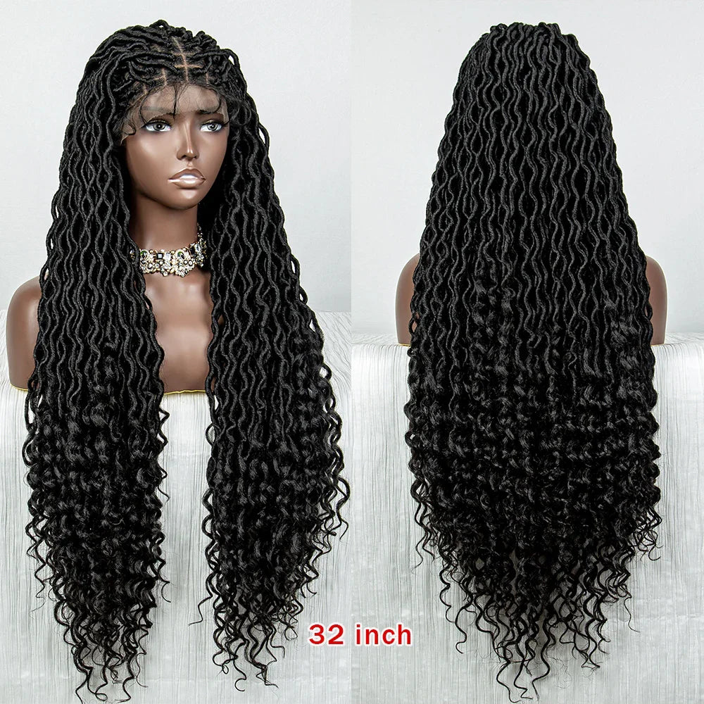 Colorful Dreadlocks & Water Wave Braids Wig | Lace Front | Baby Hair