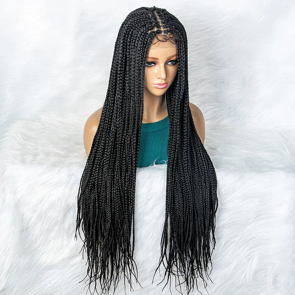 Goddess Box Braids Lace Front Wig | Transparent Full Lace Synthetic Braided Wig