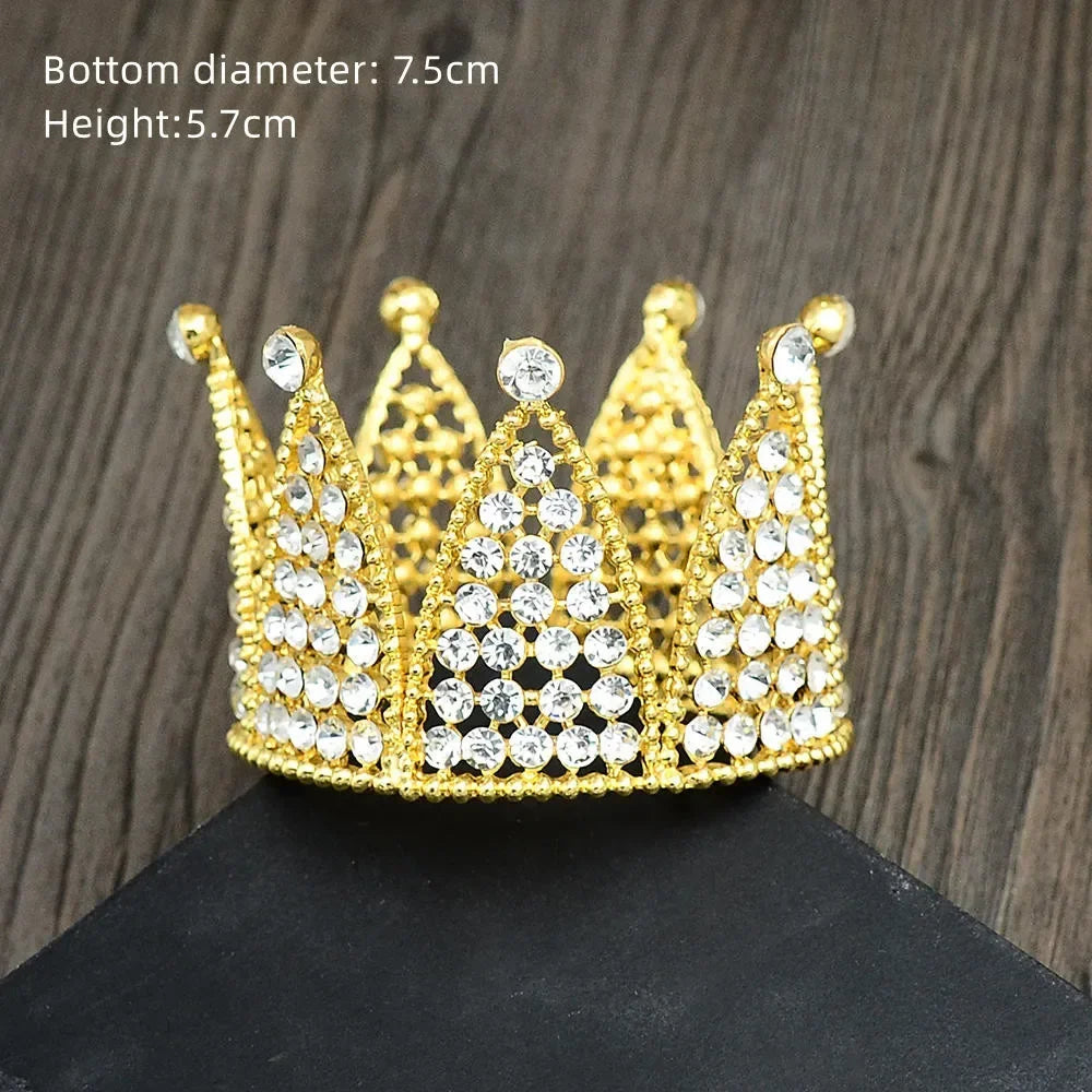 Rhinestone Crown Baking Cake Topper Headwear Decoration Children's Hair Accessories Princess Wedding Birthday Party Supplies New