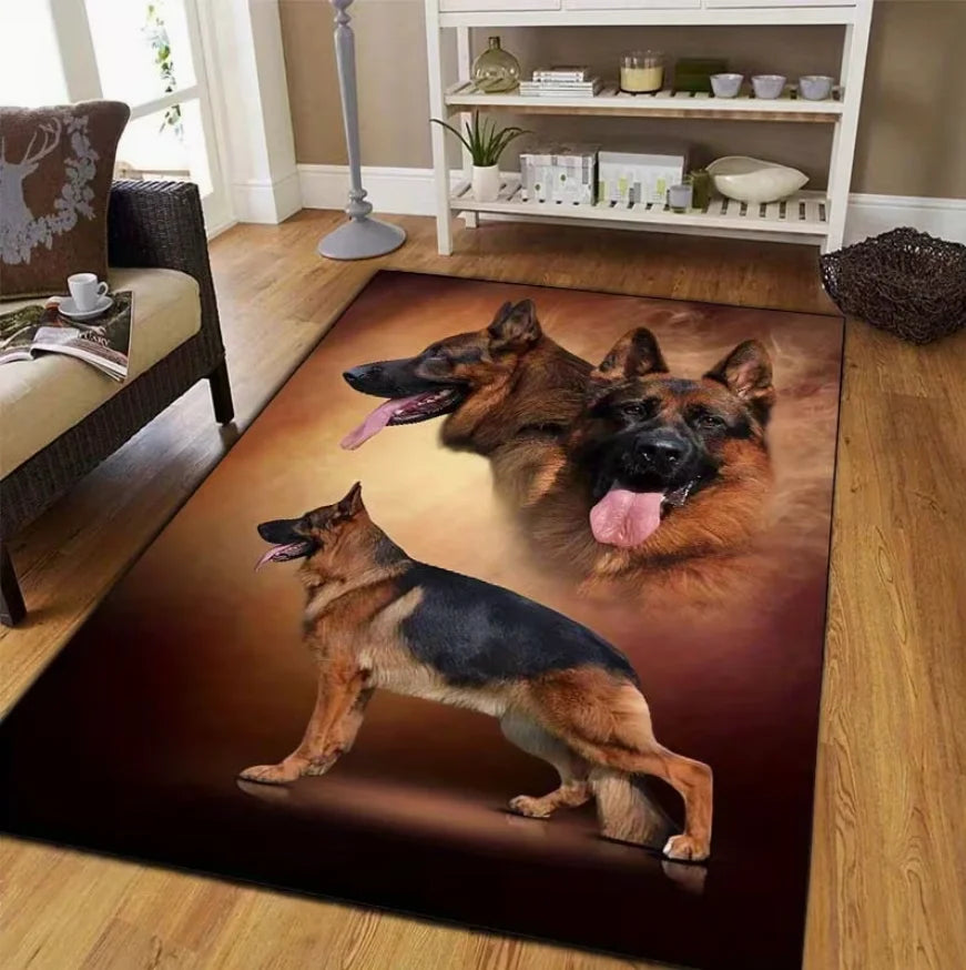 Living Room Rug German Shepherd Dog Cute Healing Theme Carpet Non-Slip Soft Easy To Clean  Pet Lover Personalized Home Decor Mat