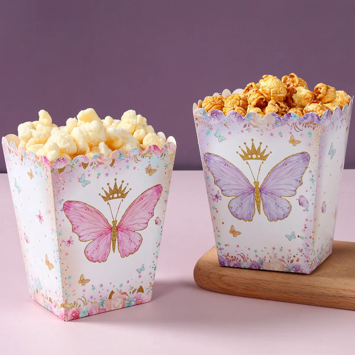 Butterfly Candy Gift Box Pink Purple Butterfly Birthday Party Decorations Kids Wedding Supplies Baby Shower Cookie Biscuit Box
