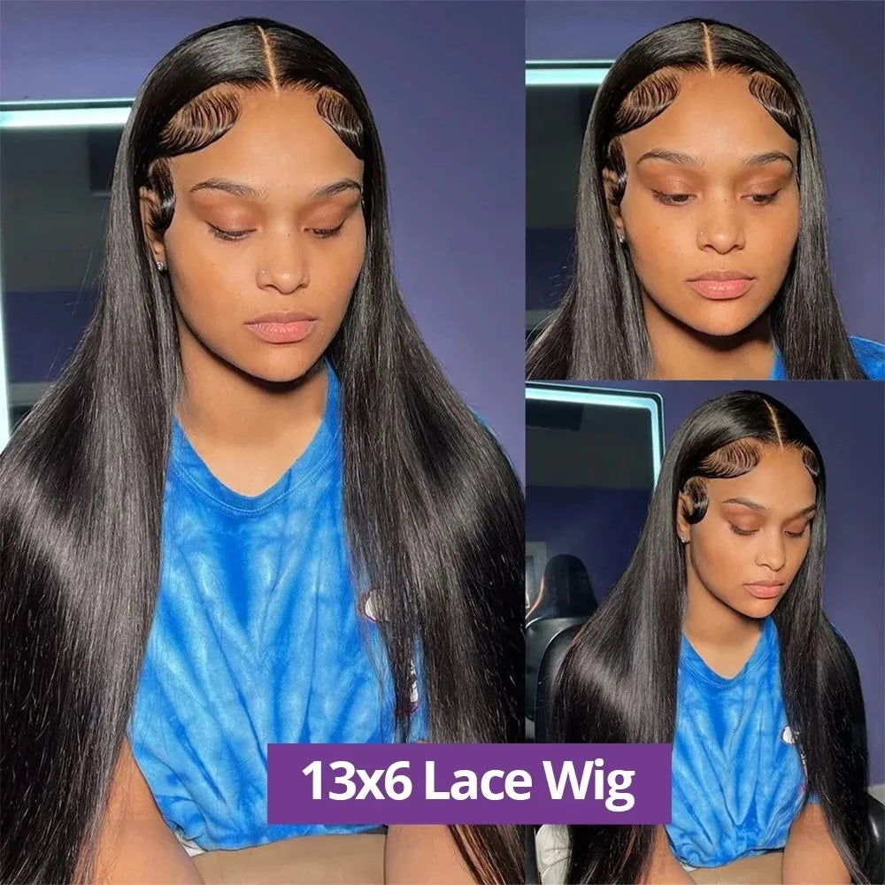 High Density Bone Straight Human Hair Wigs | 13x6 HD Lace Frontal Wig (30-40 Inch Transparent Lace Front Wigs for Women - On Sale)