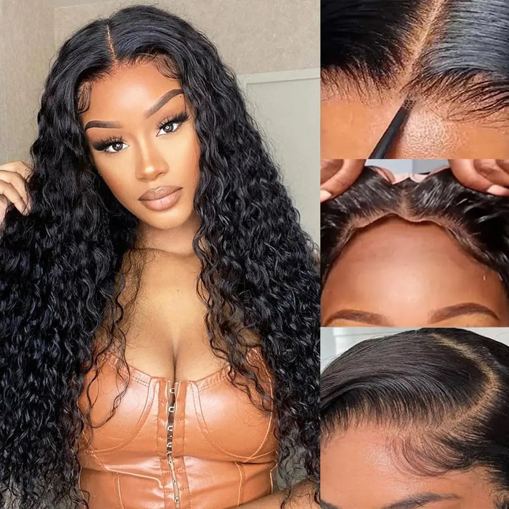 Deep Wave 13x6 HD Transparent Lace Front Human Hair Wig | Brazilian Water Wave 13x4 Lace Frontal & 4x4 Lace Wigs for Women